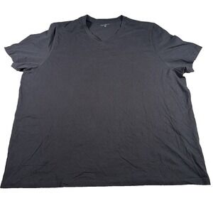 Mott & Bow Mens  V Neck Short Sleeve T Shirt 2XL Black Cotton Peru Comfort